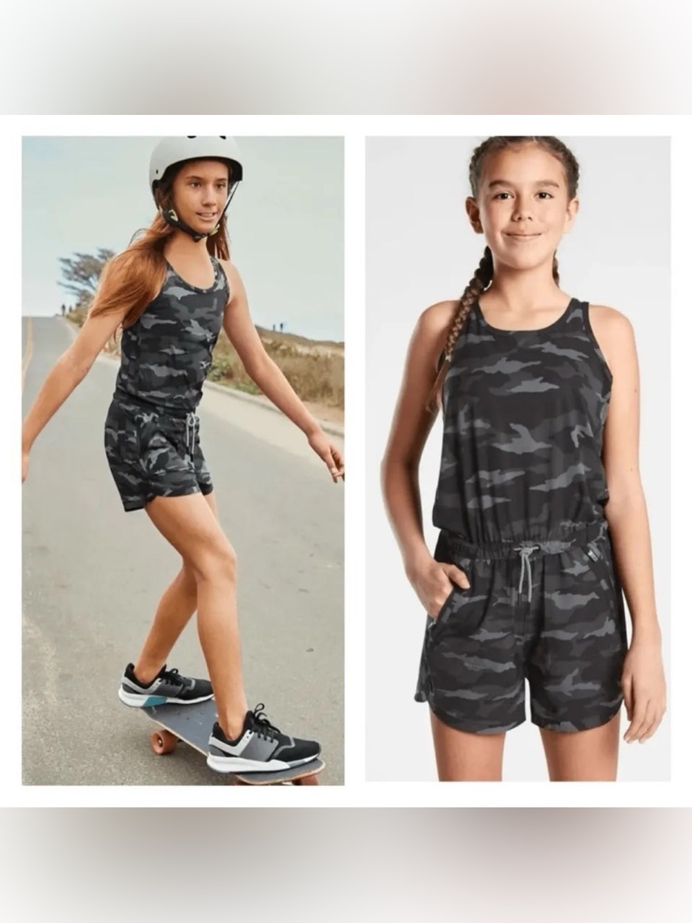 Athleta Girl Camo On the Go Romper Size Medium 8-10